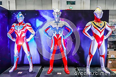 Life size of Ultraman model is a Japanese television series produced by Tsuburaya Productions Editorial Stock Photo